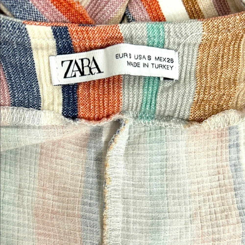 Zara Colorful Striped cargo sleeves jumpsuit Overall Pantsuit ‎ Size Small